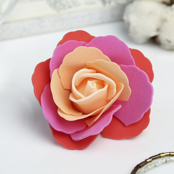 Декор для творчества "Четырёхцветная роза" красные оттенки 5х5 см