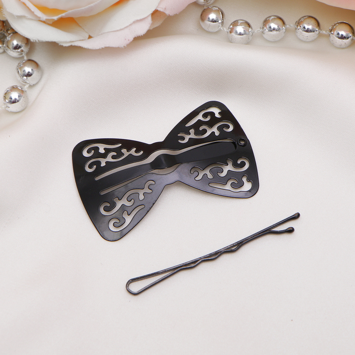 Невидимка для волос "Провижн" 5 см (набор 13 шт) бант, чёрный