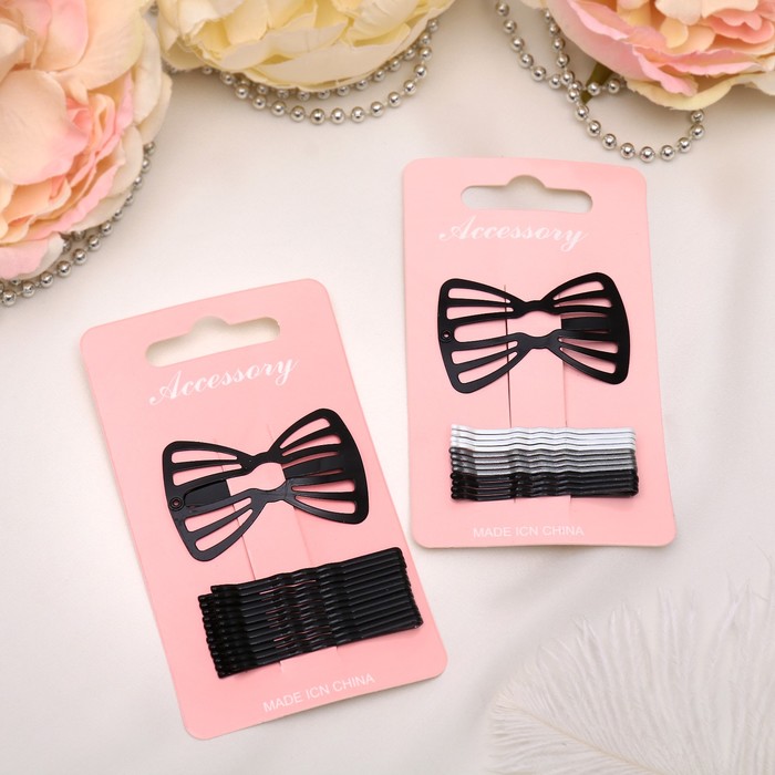 Невидимка для волос "Провижн" 5 см (набор 13 шт) полосатый бант