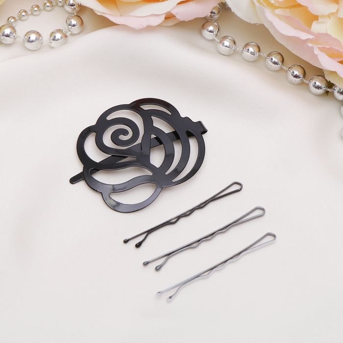 Невидимка для волос "Провижн" 5 см (набор 13 шт) чёрная роза