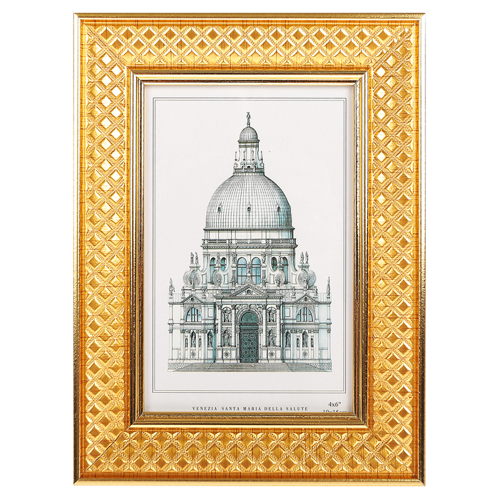 Фоторамка пластик 10х15 см "Золотые ромбы" 20х15 см