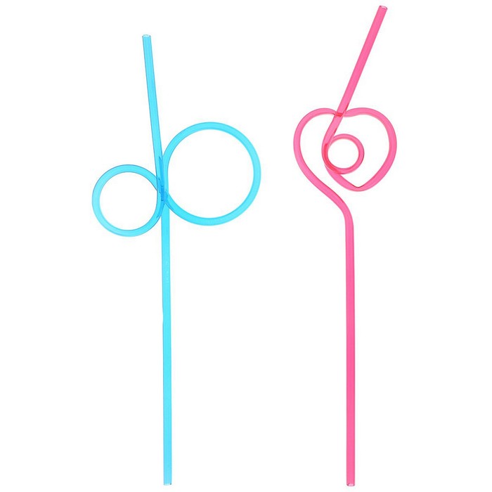 Трубочки для напитков "СRAZY", 2 шт, фигурные, жесткие, цветные