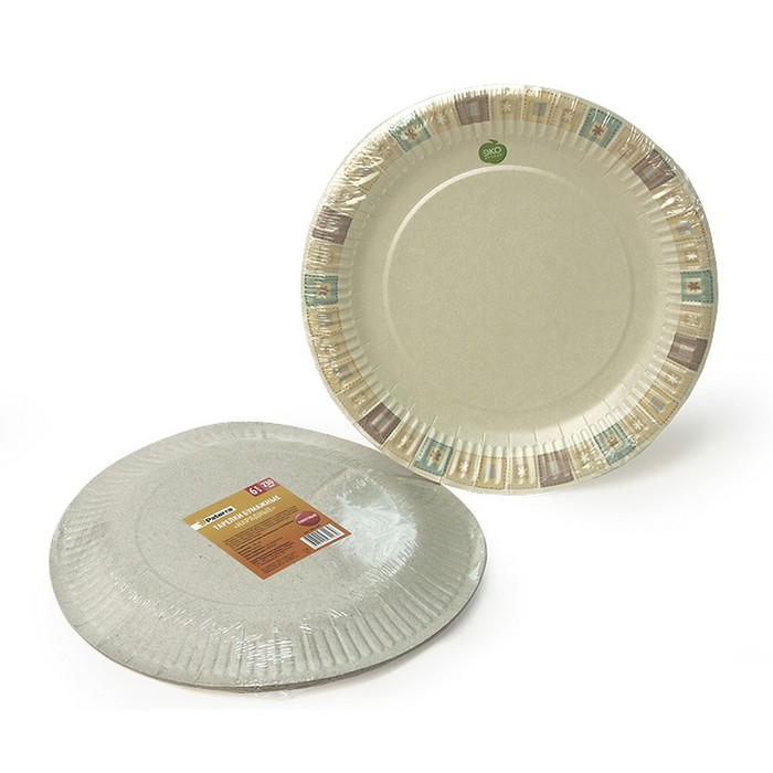 Бумажные тарелки "Нарядные" 230 мм, 6 шт, МИКС