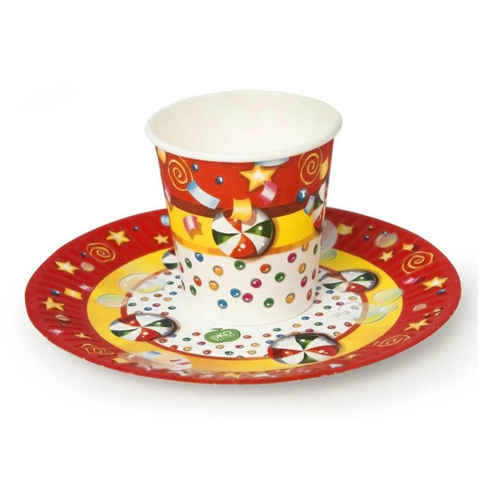 Бумажные тарелки "Детский праздник" 180 мм, 6 шт, МИКС