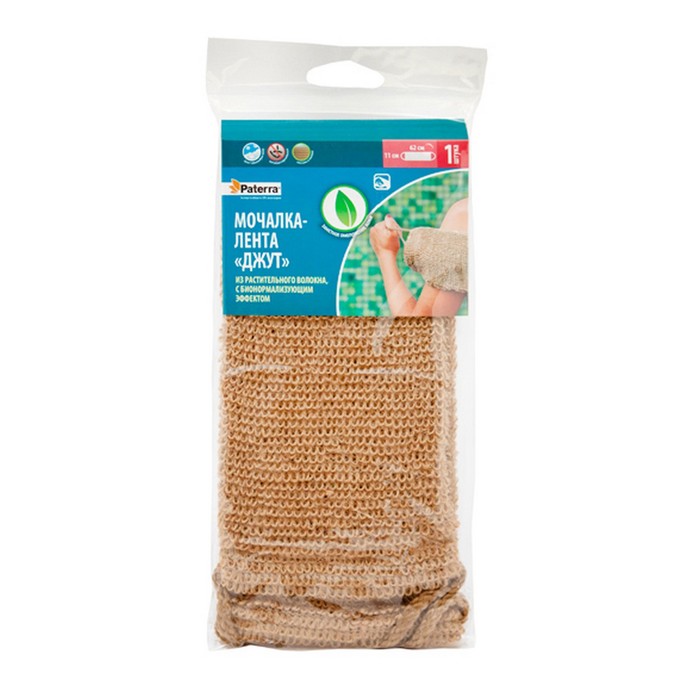 Мочалка-лента из джута, с бионормализующим эффектом, 11х62 см