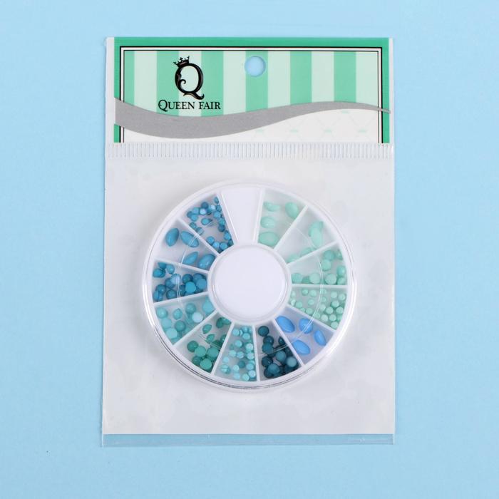 Галька для декора ногтей, цвет морская волна МИКС