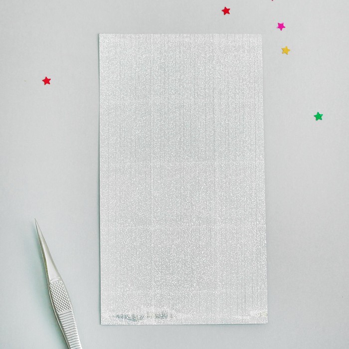 Фольга для дизайна ногтей "Голография. Зерно", клеевая, 30 полосок на листе, 12,5см, цвет серебряный