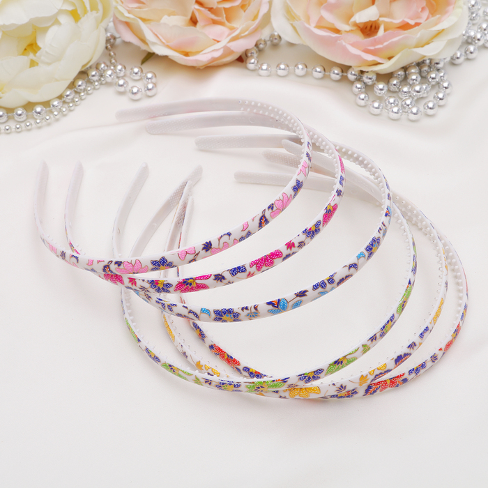 Ободок для волос "Оливия" 0,8 см, цветочный бутон, микс