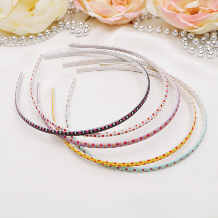 Ободок для волос "Оливия" 0,5 см,точки, микс