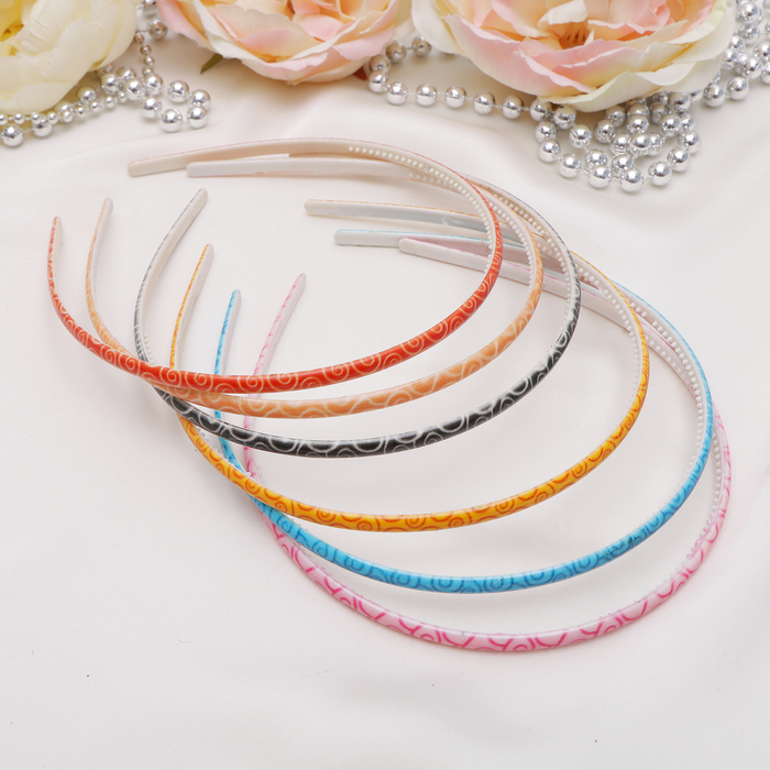 Ободок для волос "Оливия" 0,5 см, завитки, микс