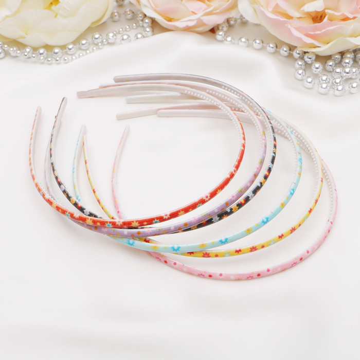 Ободок для волос "Оливия" 0,5 см, ромашки, микс