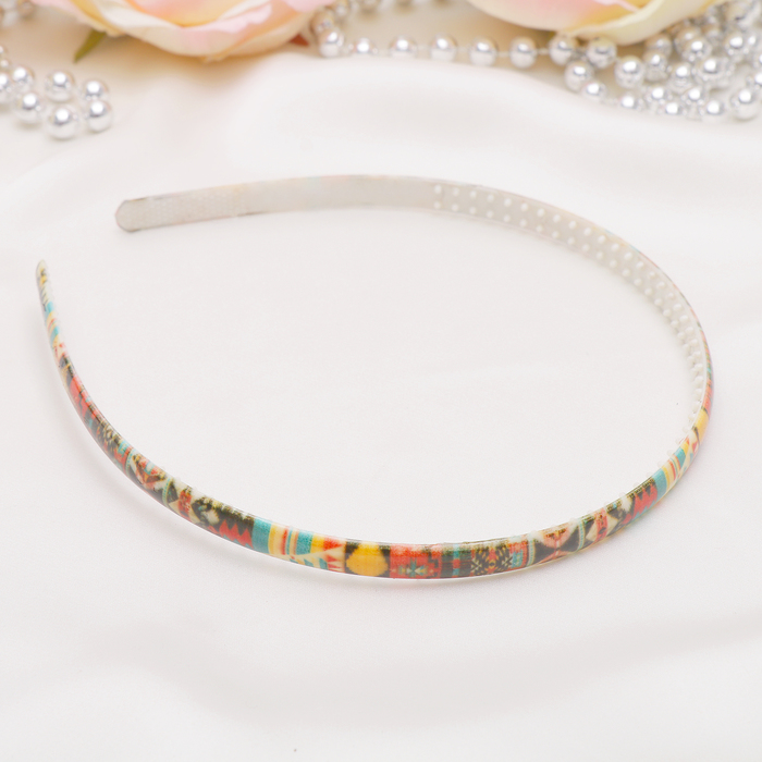 Ободок для волос "Оливия" 0,8 см, орнамент, микс