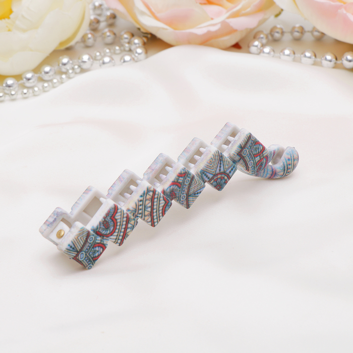 Банан для волос "Оливия" 10,5 см, квадраты, разноцвет