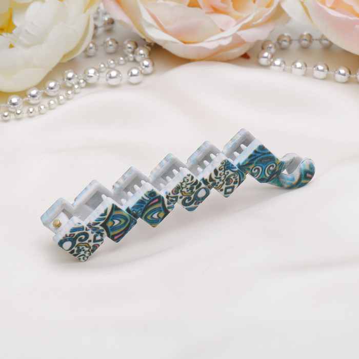 Банан для волос "Оливия" 10,5 см, квадраты, синий