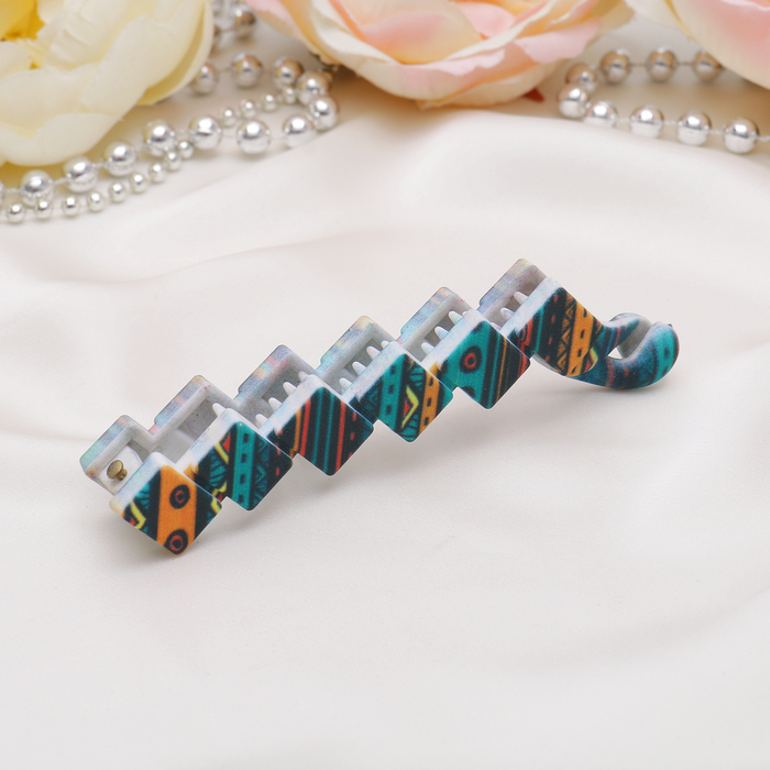 Банан для волос "Оливия" 10,5 см, квадраты, жёлто-зелёный