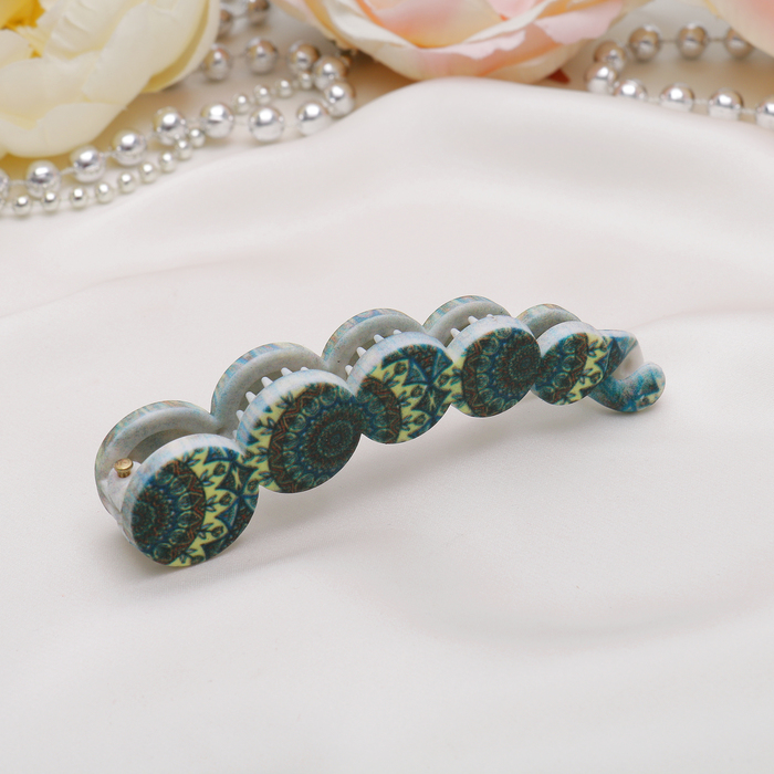 Банан для волос "Оливия" 9,5 см, круги, орнамент