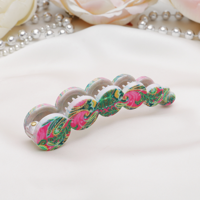 Банан для волос "Оливия" 9,5 см, круги, розовые вкрапления