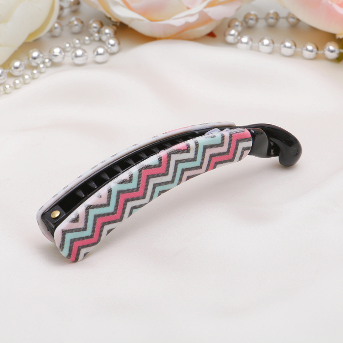 Банан для волос "Оливия" 10,5 см, цветные зигзаги