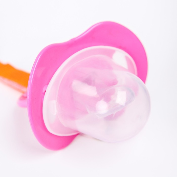 Пустышка силиконовая ортодонтическая с держателем и колпачком, от 0 мес., цвет розовый