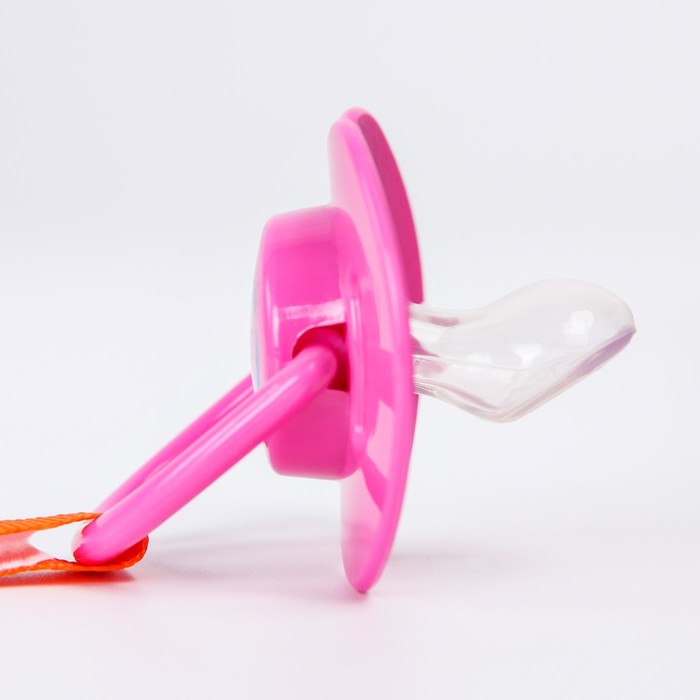 Пустышка силиконовая ортодонтическая с держателем и колпачком, от 0 мес., цвет розовый