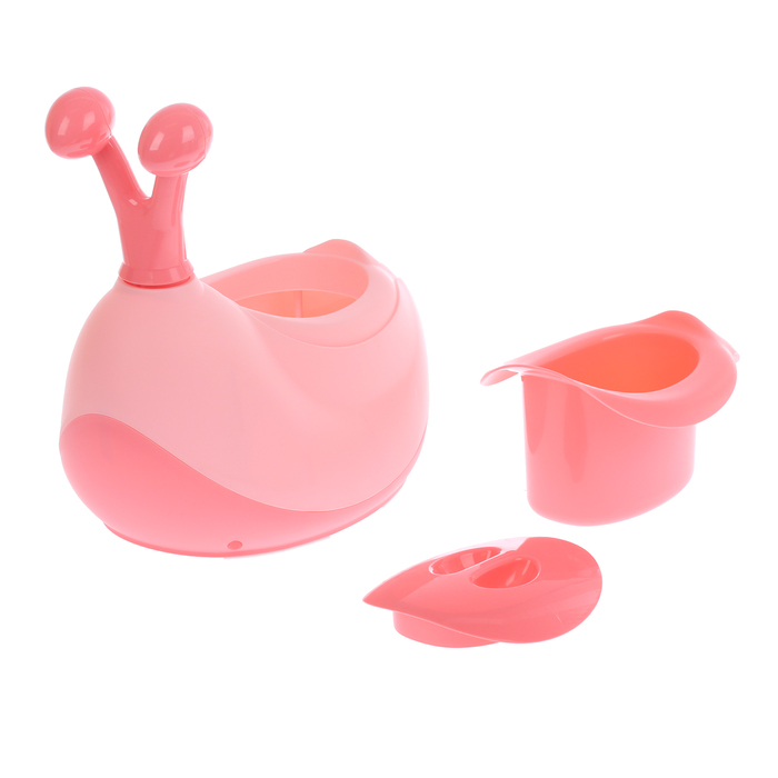 Горшок-игрушка «Улитка» с крышкой, съёмная чаша + ёршик в комплекте, цвет розовый