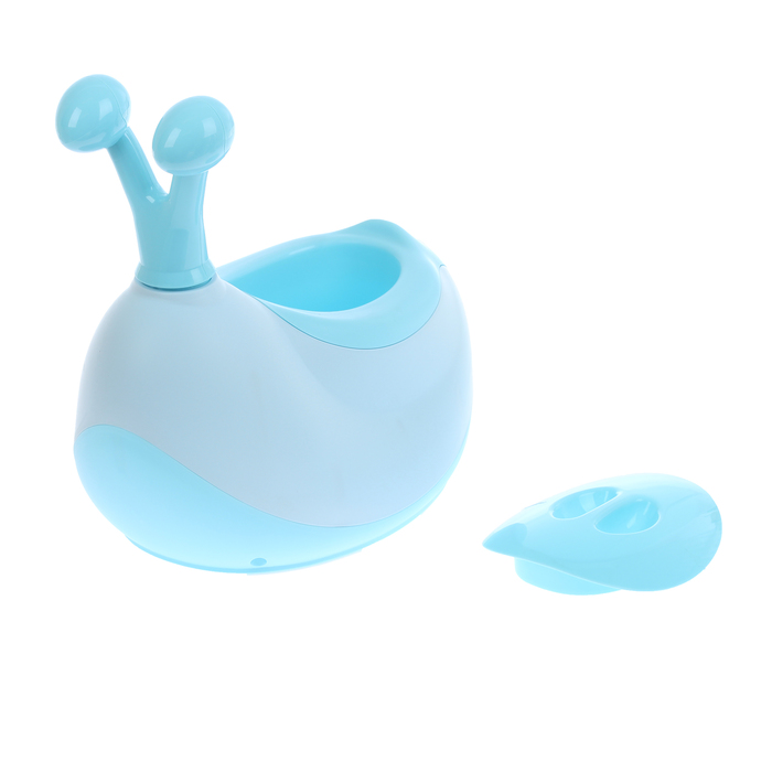 Горшок-игрушка «Улитка» с крышкой, съёмная чаша + ёршик в комплекте, цвет голубой