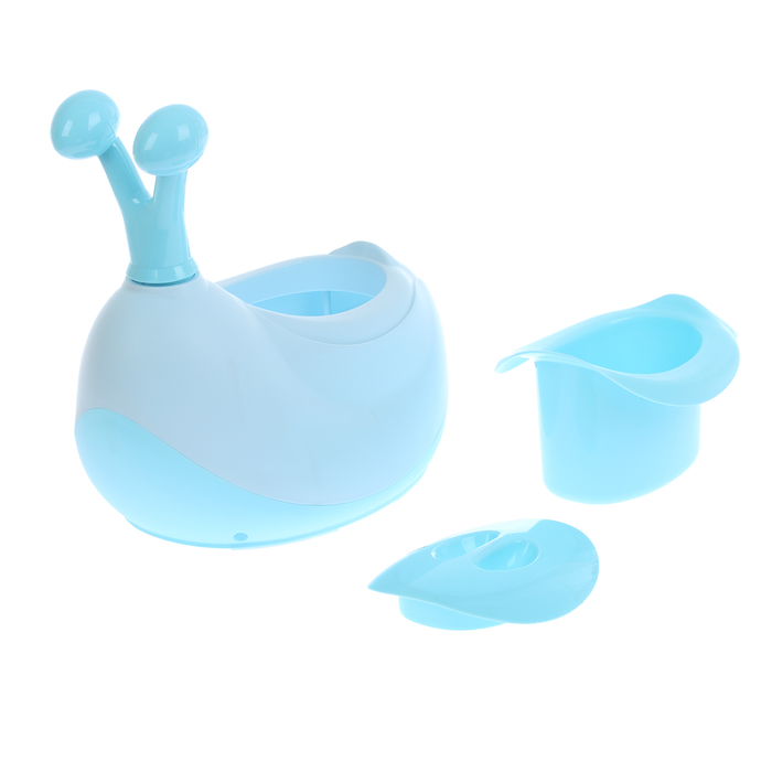 Горшок-игрушка «Улитка» с крышкой, съёмная чаша + ёршик в комплекте, цвет голубой