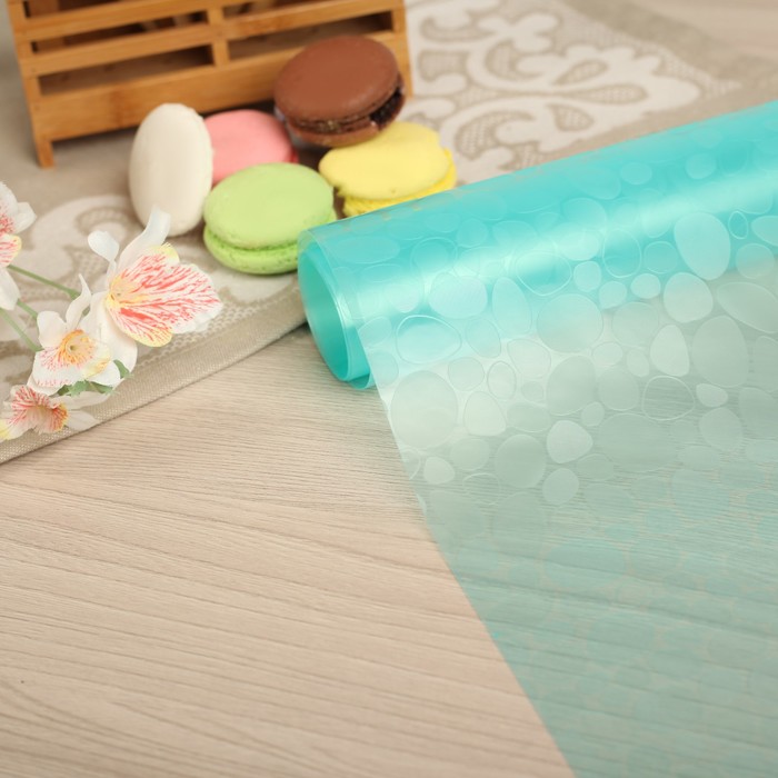 Коврик противоскользящий "Галька" 45х90 см, цвет голубой