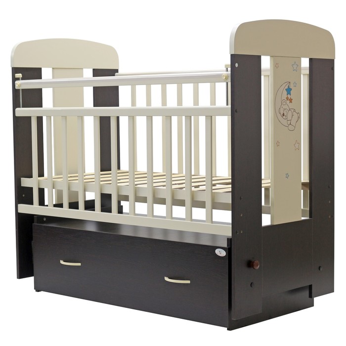 Кроватка детская "ВЕРОНА" маятник с ящиком, 119 х 60 см (венге/сл.кость)