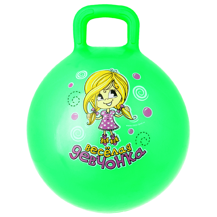 Мяч-попрыгун с ручкой "Счастливые улыбки", d=45 см, 350 гр, МИКС