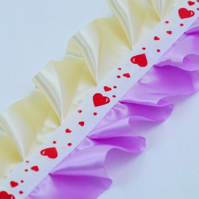 Рюш на автомобиль сборная, атлас, цвет айвори и сиреневый