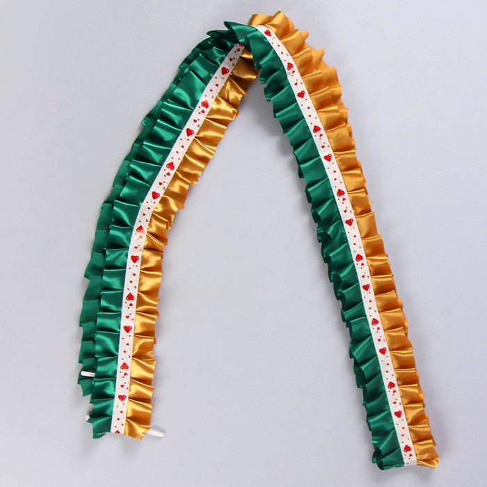 Рюш на автомобиль сборная, атлас, зелёно-золотая