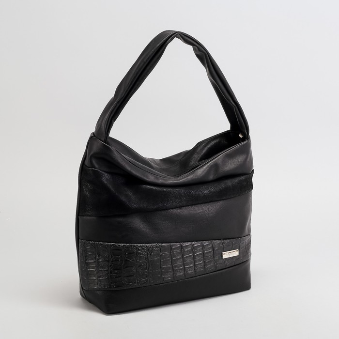 Сумка женская, отдел на молнии, наружный карман, комбинированный серый