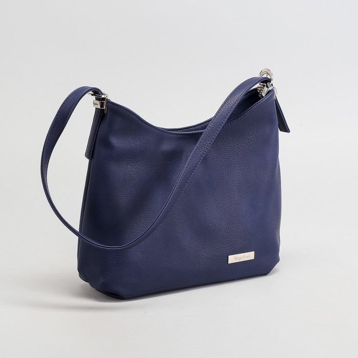 Сумка женская, 1 отдел на молнии, наружный карман, длинный ремень, цвет синий