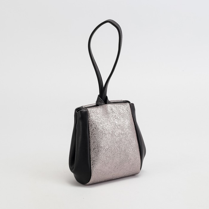 Сумка женская, отдел на молнии, цвет чёрный/серебро