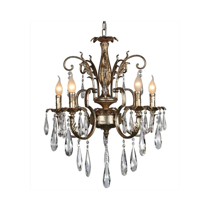 Люстра подвесная "Виктория" E14, 5x40W золотой, серебряный 60x60x110см