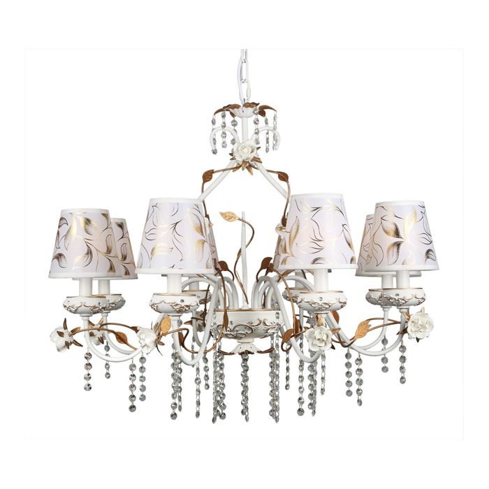 Люстра подвесная "Габрела" E14, 8x40W белый, золотой 80x80x130см