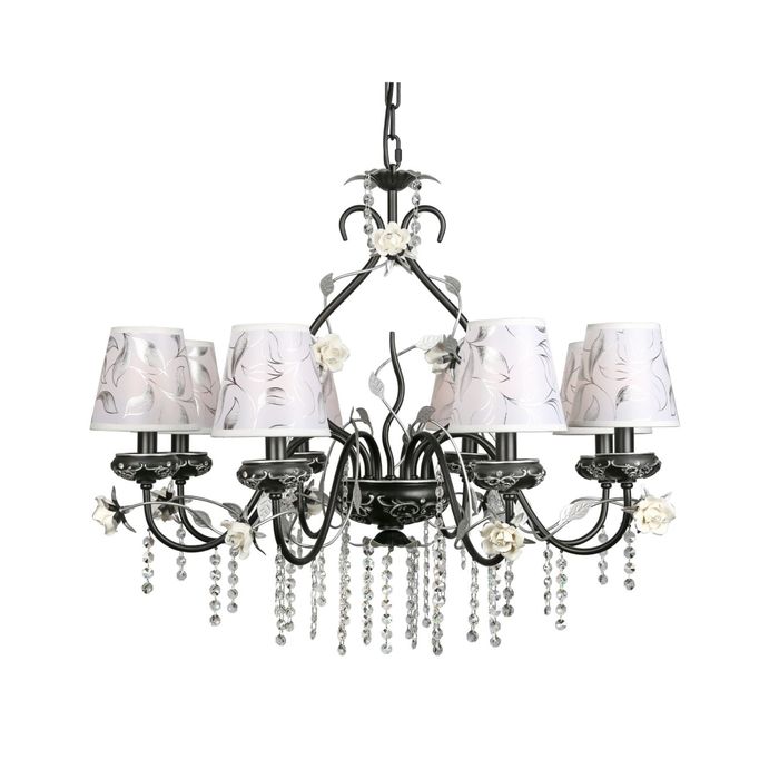 Люстра подвесная "Геновефа" E14, 8x40W черный, серебряный 80x80x130см