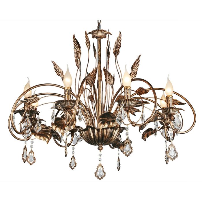 Люстра подвесная "Доброслава" E14, 8x40W коричневый, золотой 86x86x125см