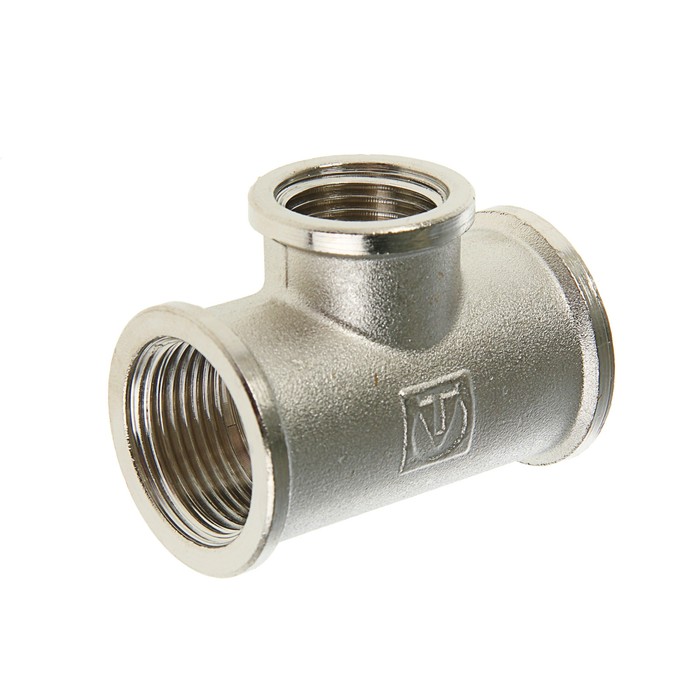 Тройник редукционный Valtec, 3/4"х1/2"х 3/4", внутренняя резьба, никелированный, латунь