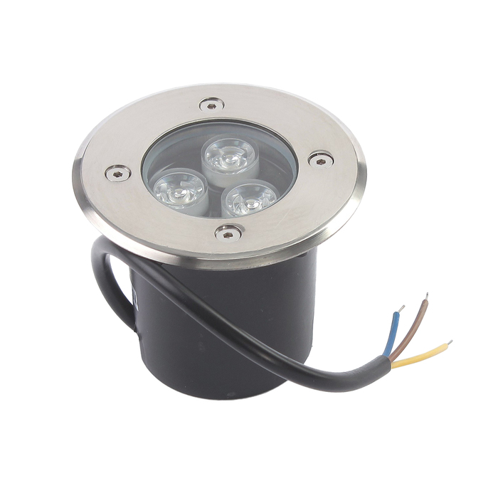 Светильник встраиваемый светодиодный грунтовый Luazon 3 Вт, d=90 мм, IP65, 220В, ТЕПЛО-БЕЛЫЙ