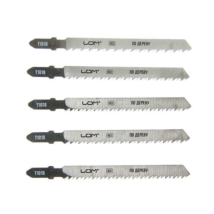 Полотна для электролобзика LOM, по дереву, 5 шт, HСS, 75 х 2,5 мм T101B