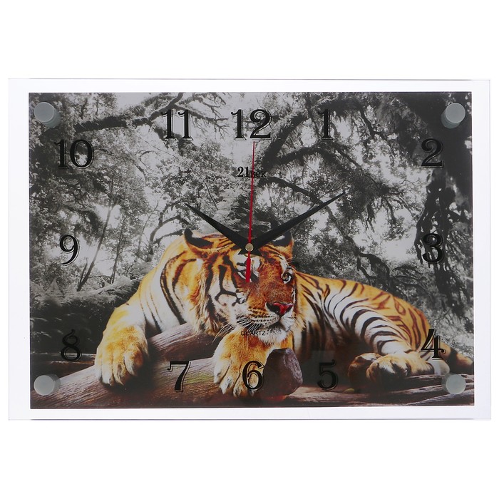Часы настенные "Тигр", стекло, 25х35 см микс