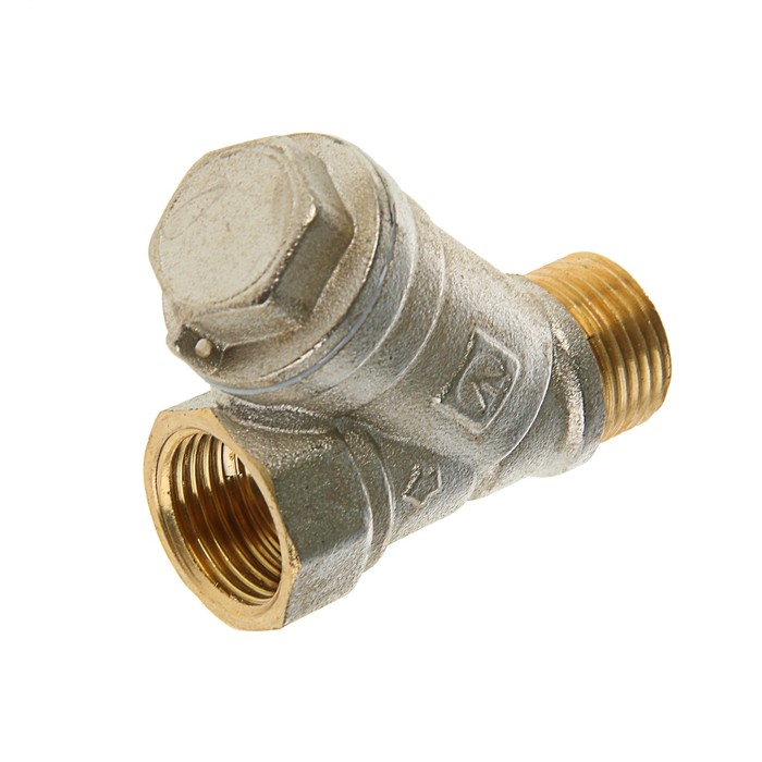Фильтр косой Valtec, 1/2", внутренняя/наружная резьба, никелированный, латунь