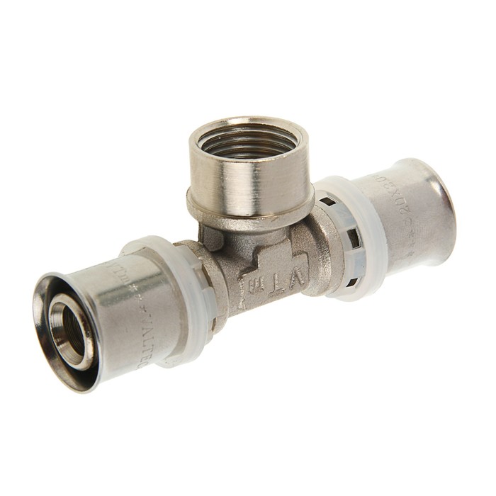 Тройник Valtec, пресс, 20 мм х 1/2" внутренняя резьба х 20 мм