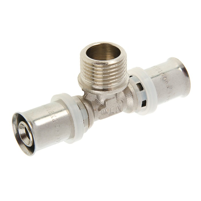 Тройник Valtec, пресс, 16 мм х 1/2" наружная резьба х 16 мм