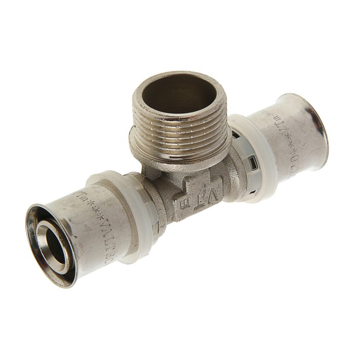 Тройник Valtec, пресс, 20 мм х 3/4" наружная резьба х 20 мм
