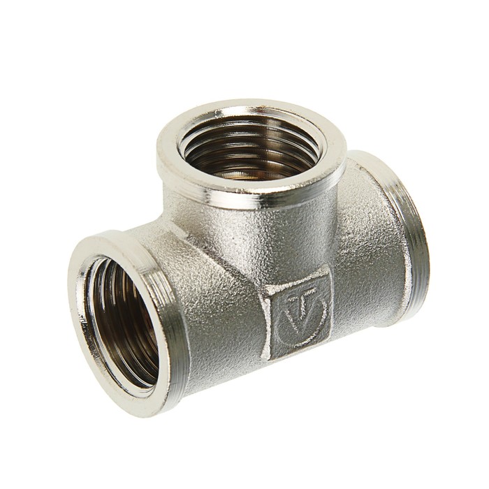 Тройник Valtec, 1/2", внутренняя резьба, никелированный, латунь