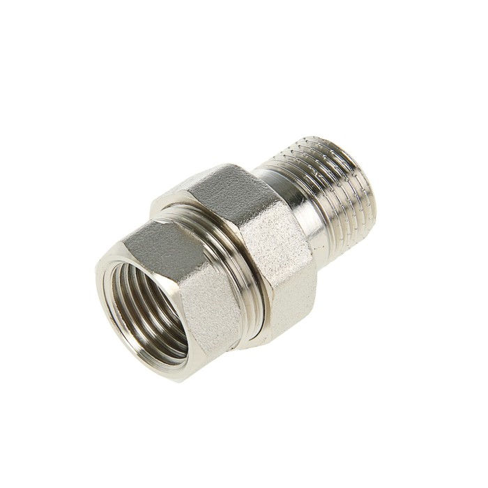 Американка Valtec, 1/2", внутренняя/наружная резьба, прямая, никелированная, латунь