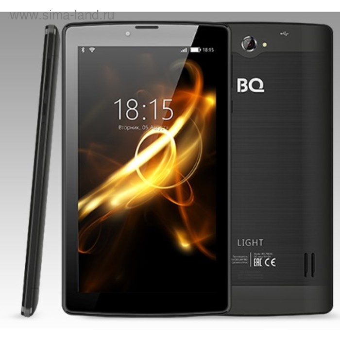 фото Планшет bq 7083g light black 7", 1024х600, tn, 4*1.0ghz, 1+8гб, gps, 7.0, черный